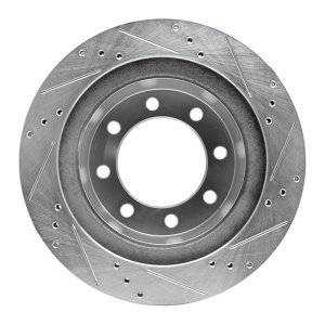 Dodge Ram 2500 Brake Rotor (1) - Rear Left - R1 Concepts - Drilled & Slotted - Silver - `03-`08
